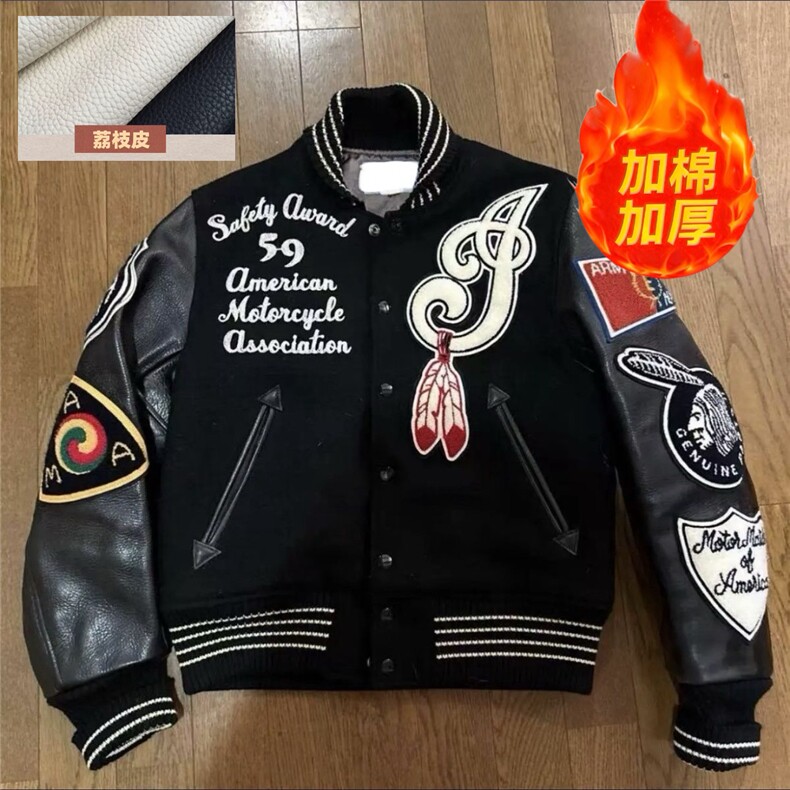 1506-1/MF911A1毛巾绣贴布荔枝皮纹袖子/P122东洋棒球服夹棉外套,女装短外套,星座1506-1