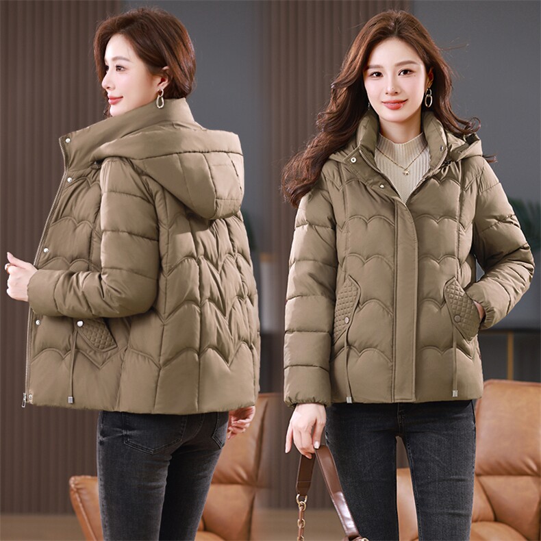 2024年冬季新款潮加厚保暖可脱卸连帽棉衣棉服短款外套女士羽绒棉，女装棉衣/棉服，简韵佳
