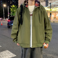 新款中性风户外纯棉夹克男连帽纯色上衣外套A157B-J2517-特P85，男装夹克，电商A157B