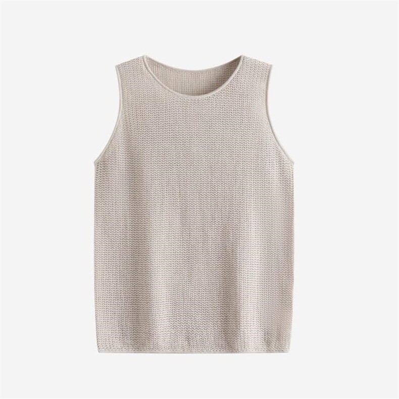 2025年秋季新款圆领镂空针织背心时尚休闲通勤百搭，女装背心吊带，致织羊绒