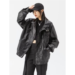 复古机车服皮衣美式多口袋夹克飞行员立领pu皮外套Y1021-P75网图图片