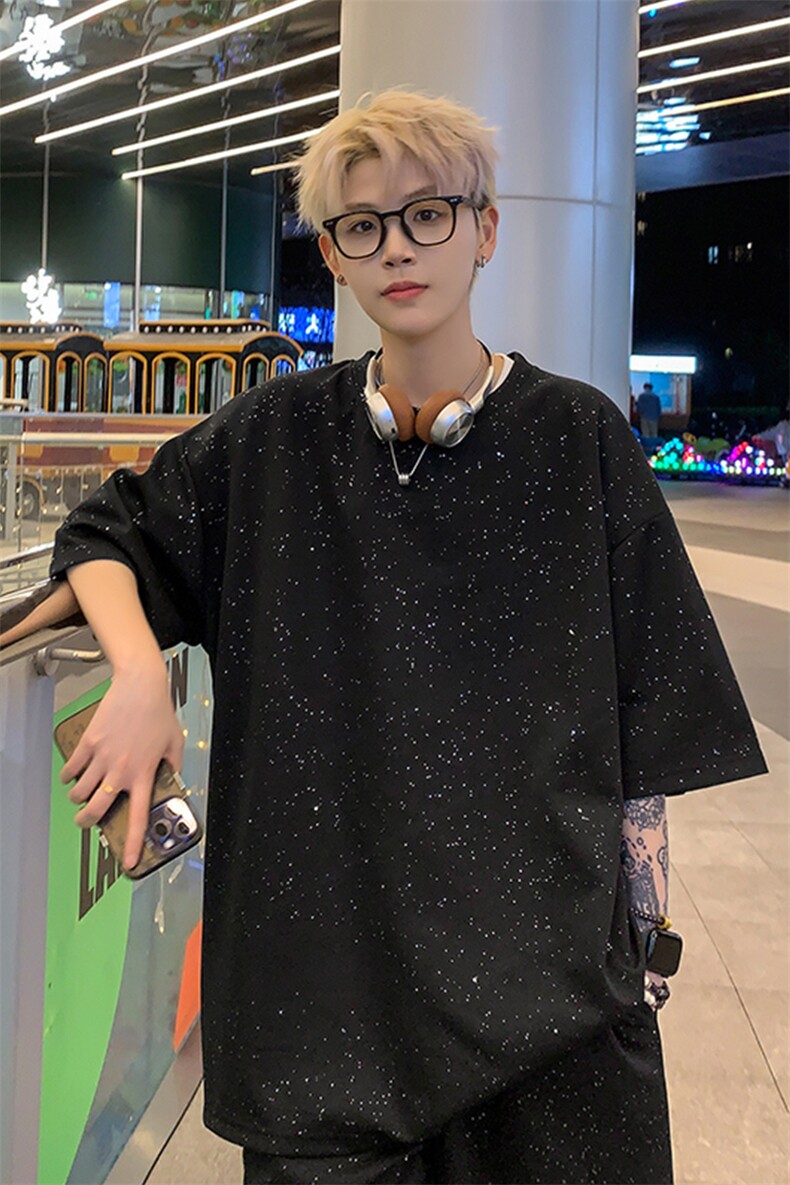 量大优供视频300g重磅满天星短袖T恤男XDX00-特P19,男装T恤,电商B367