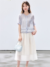 现货2026夏装新款两件套衬衣套装，女装套装/套裙，木子恋