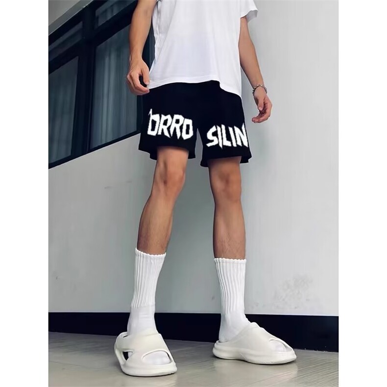 美式高街风字母印花短裤男夏季透气速干百搭宽松运动休闲篮球裤，男装牛仔裤，星座506A