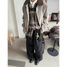 现货自制卡其棕皮领雪尼尔夹克宫廷味，男装夹克，星座910A
