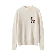 2025年秋季时尚百搭通勤手工绣花半高领羊绒衫，女装羊绒衫，戎美山