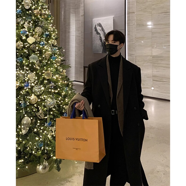 现货超长款秋冬韩版毛呢大衣宽松高级感潮流外套DY0020P118，男装毛呢大衣，星座1004（原星座815-3）