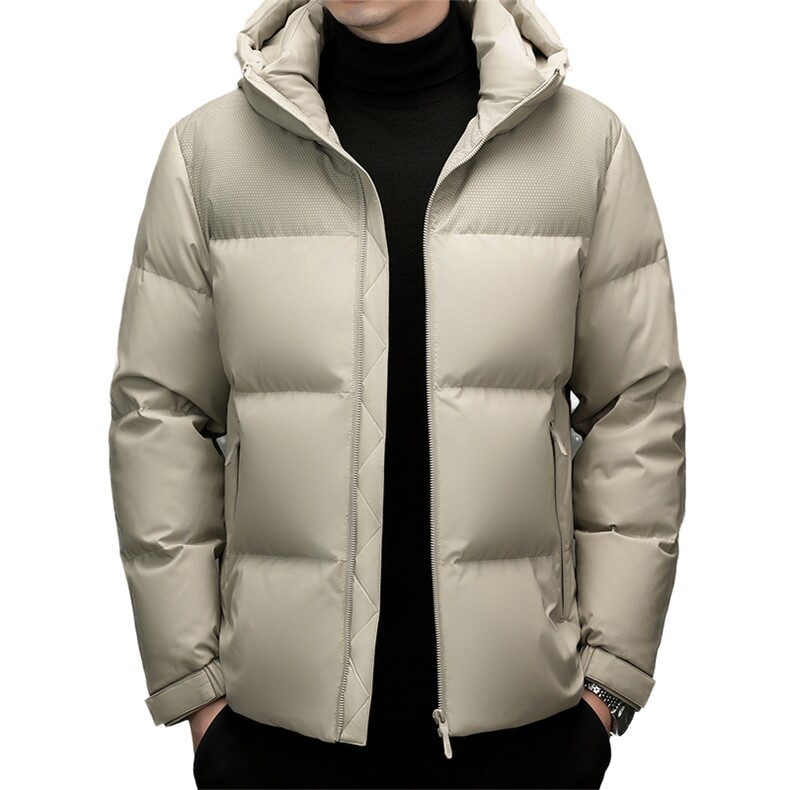 男装面包羽绒服YR8811新品主推90绒子拼接提花格面料实体品质,男装羽绒服,钱塘207-1