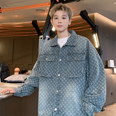 特批P60无差价25春新设计感提花多口袋牛仔服夹克男翻领外套NJ150，男装夹克，电商A001
