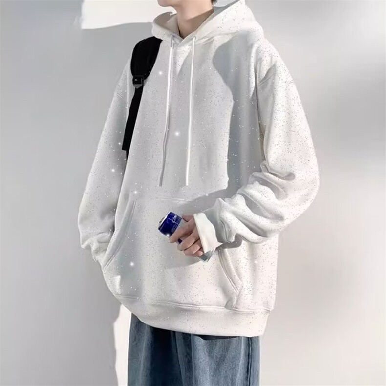 美式复古连帽卫衣男女款春秋中长款满天星上衣MY18/P50,男装卫衣,星座506