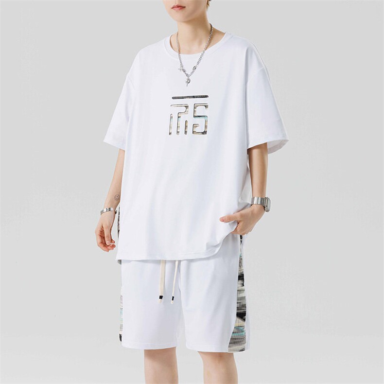 青少年夏季2025短T短裤一套潮牌帅气休闲套装XZ301b-2-TZ16TP38,男装T恤,星座301B-2（原A443-1）