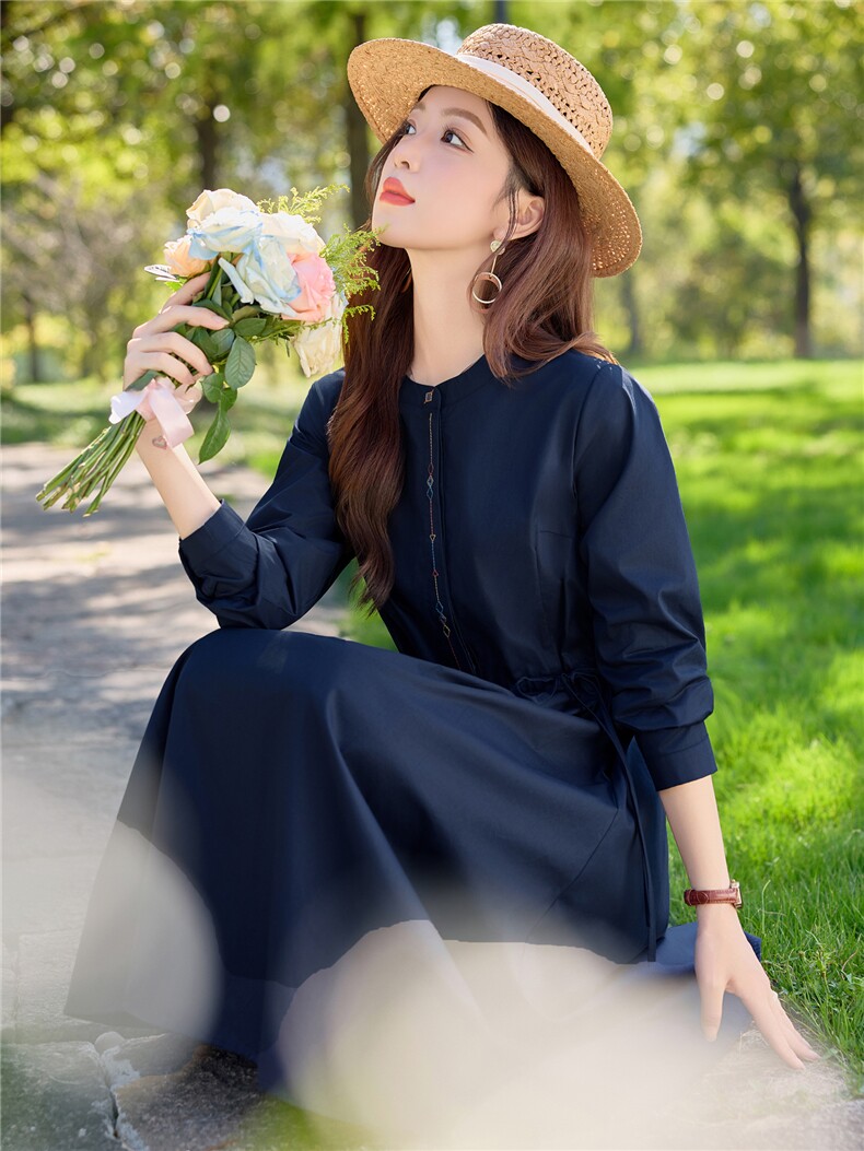 8808时尚抽绳细带显瘦气质连衣裙,女装连衣裙,倪叶myz