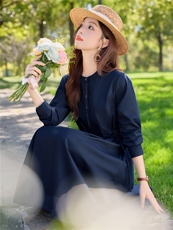 8808时尚抽绳细带显瘦气质连衣裙，女装连衣裙，倪叶myz