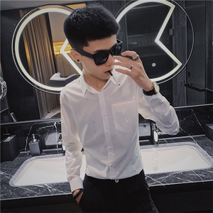 5秋长袖衬衫社会精神小伙亮色发型师个性潮男衬衣C301B-CS34图片