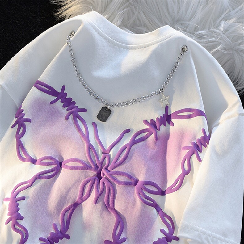 H0531-p35植绒发泡印花+链子夏季新款短袖t恤，女装T恤，星座617A-2