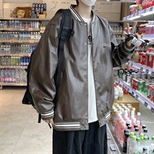 潮流夹克潮男春季棒球领皮衣夹克J10P70图片