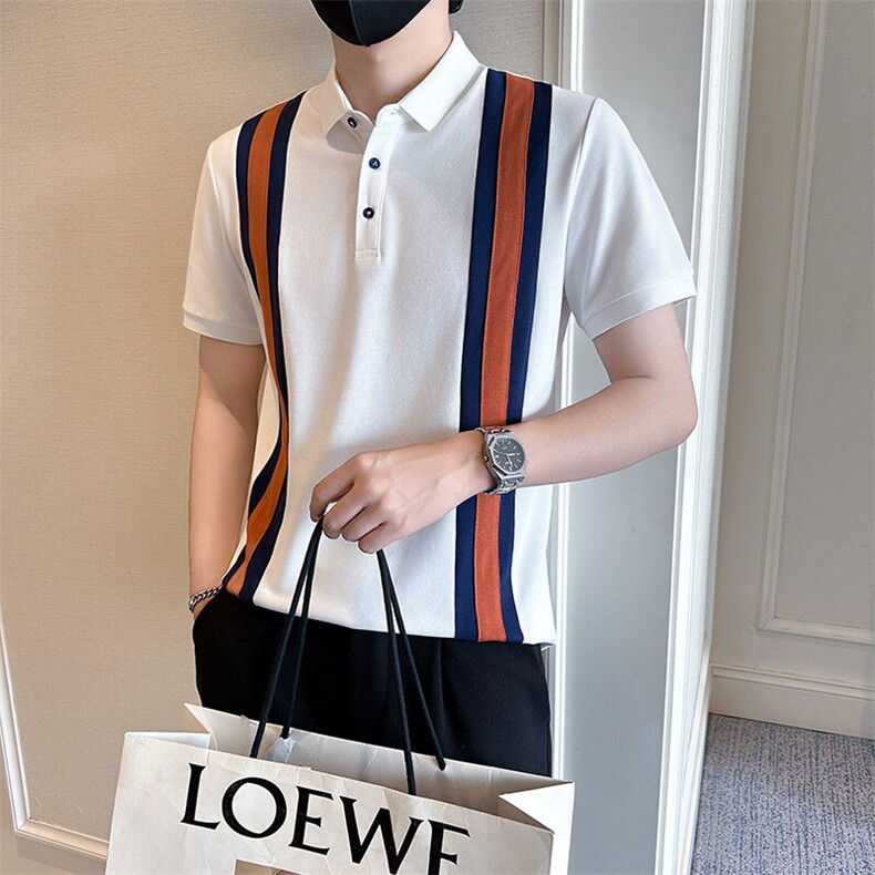 店主风社会小伙男士拼接型男翻领POLO衫男上衣301A-1/PL120/P58,男装Polo衫,星座301A-1