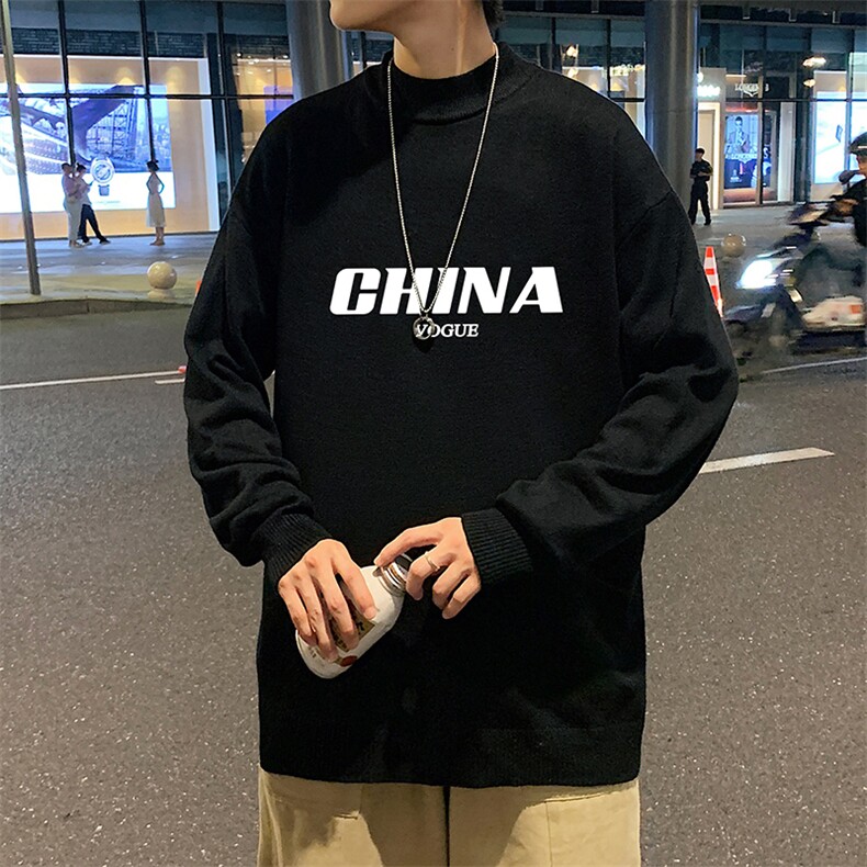 M18001-P45加绒款-P65半高领毛衣男士大码针织衫男毛线衣男,男装针织衫/毛衣,电商A040