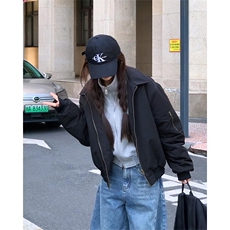 现货秋冬季美拉德立领飞行立领夹克boxy棉衣美式高街加厚加棉外套，男装夹克，电商A443