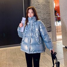 百搭外套2021炫彩亮色棉衣亮面免洗羽绒棉服女，女装羽绒服，辉之琳