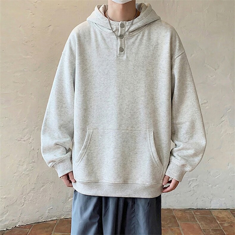 改华棉纽扣连帽卫衣【现货】C403A-T92-特P45,男装卫衣,电商C403A