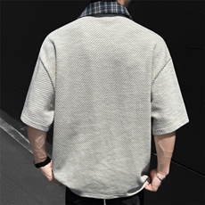夏季美式潮牌格子内衬翻领舒适亲肤宽松大码POLO衬衫PL702-P45，男装Polo衫，电商B306