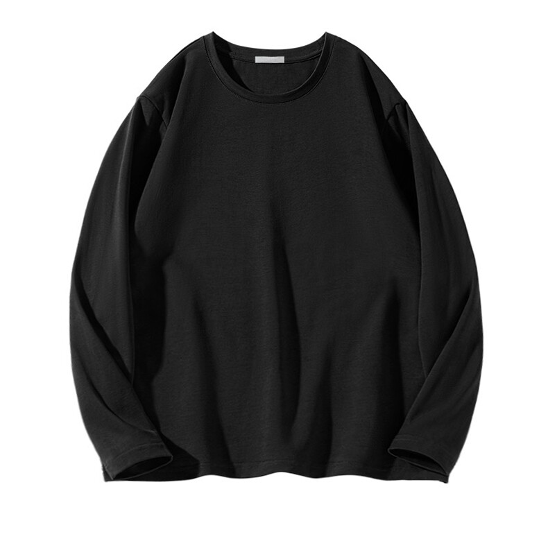抖音得物高品质260克重磅精梳德绒保暖长袖T恤纯色打底针织衫DR00，男装T恤，电商A486