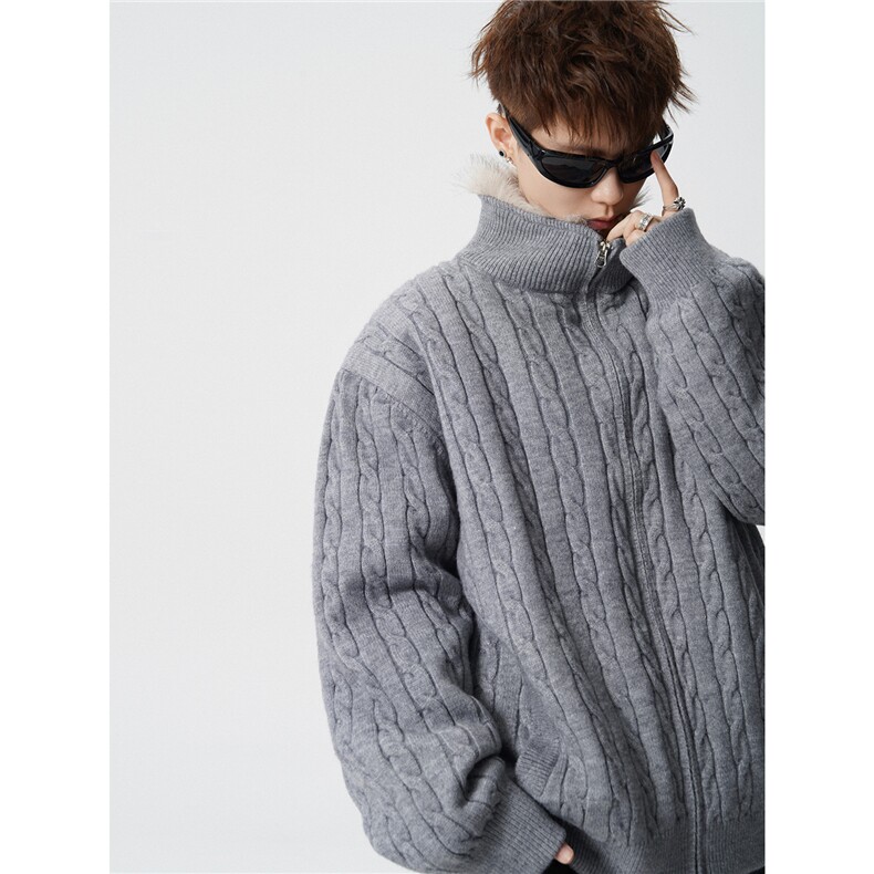 现货高品质可供得物座山雕立领针织毛衣外套310A-2ZSD2506P198,男装针织衫/毛衣,星座310A-2