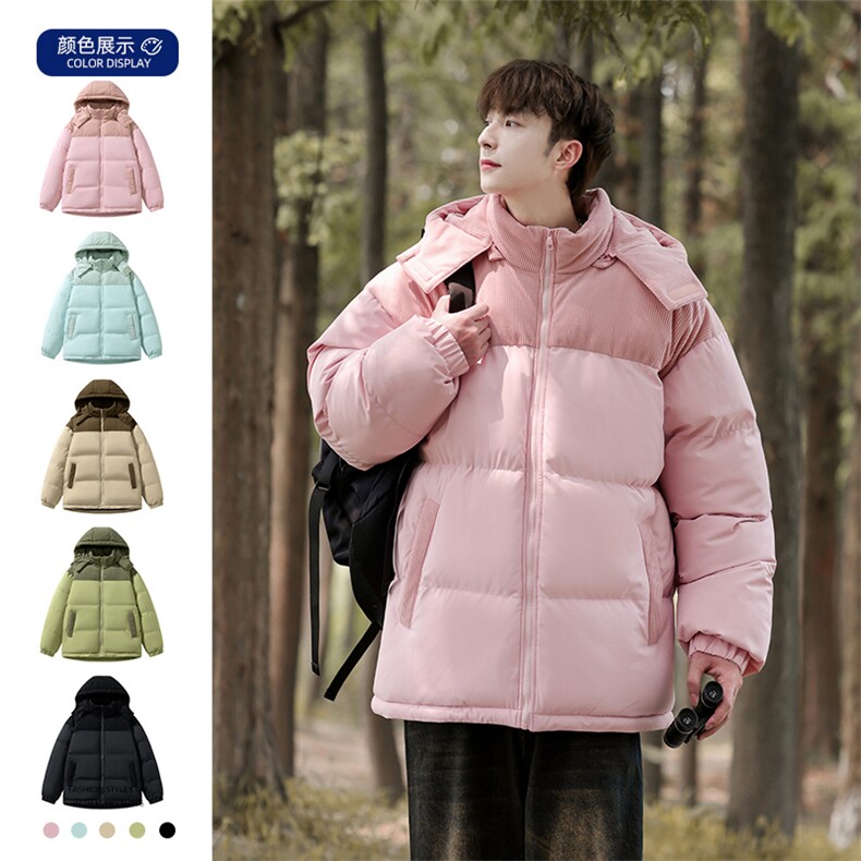 棉服撞色拼接灯芯绒外套男生冬季棉衣情侣装棉袄子M810-P85图片