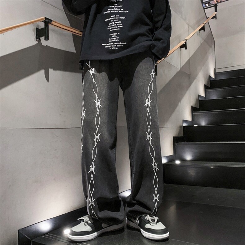 2024早春刺绣重工艺水洗宽松直筒牛仔裤313A-1-NZ026-P65控78,男装牛仔裤,星座808A-1