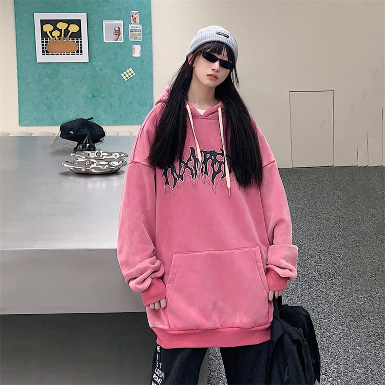 22新款秋复古美式水洗做旧宽松连帽男女中性卫衣301B-JB7886-P68图片