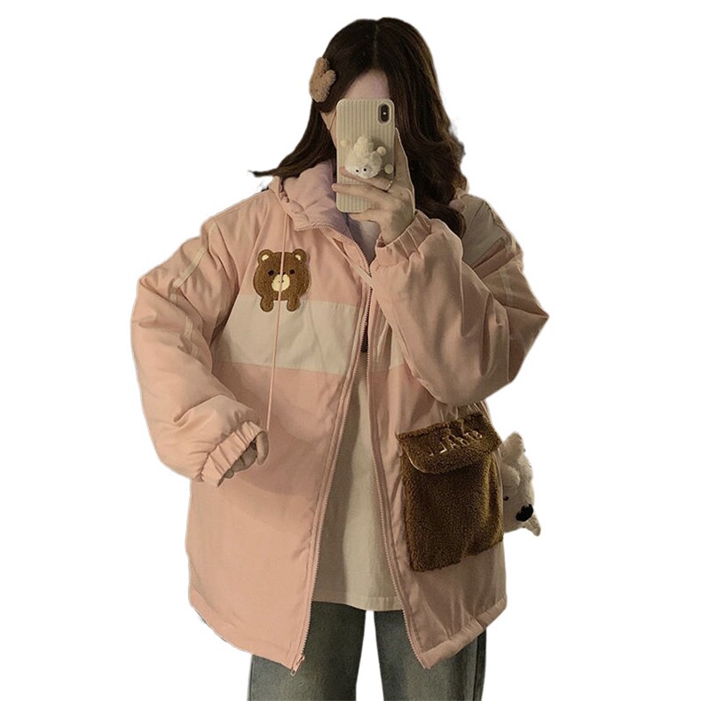 小熊工装棉服少女冬装2025新款学生宽松棉袄保暖棉衣外套C530-100,男装棉衣,星座911-2(原星座613-2）