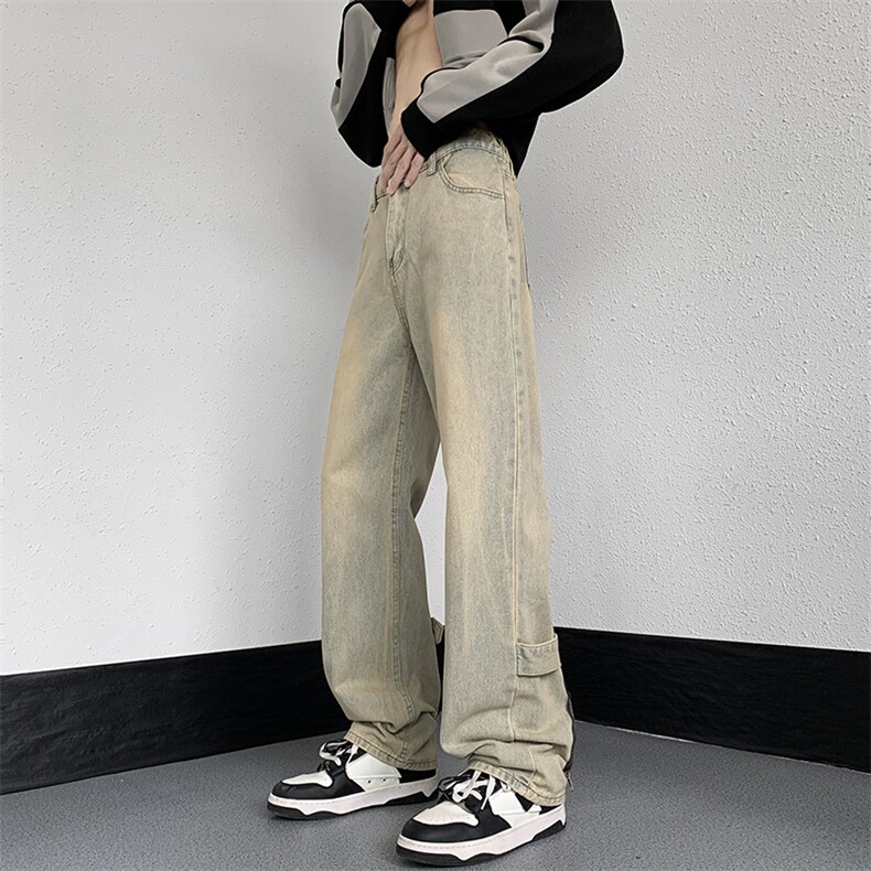 裤子男牛仔裤男宽松阔腿美式街头高街vibe潮牌休闲长裤N03002-P45,男装牛仔裤,星座308B-1