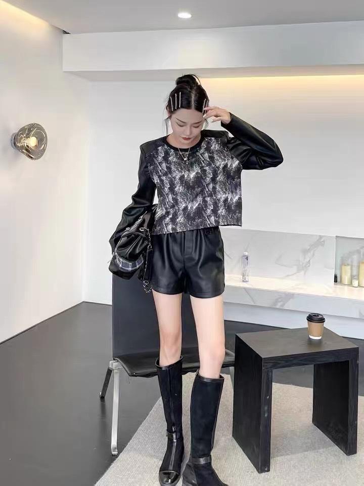 2022新款一粒扣百搭PU短裤,女装其它,L·H·X