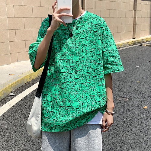 夏季港风T恤男宽松满印花中性风t恤情侣款DS-A160-1-T111-P30,男装T恤,电商C323-1
