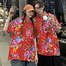 P01中性男女休闲大码花衣服polo衫宽松透气东北大花风团队服，男装Polo衫，星座115A(原星座507）