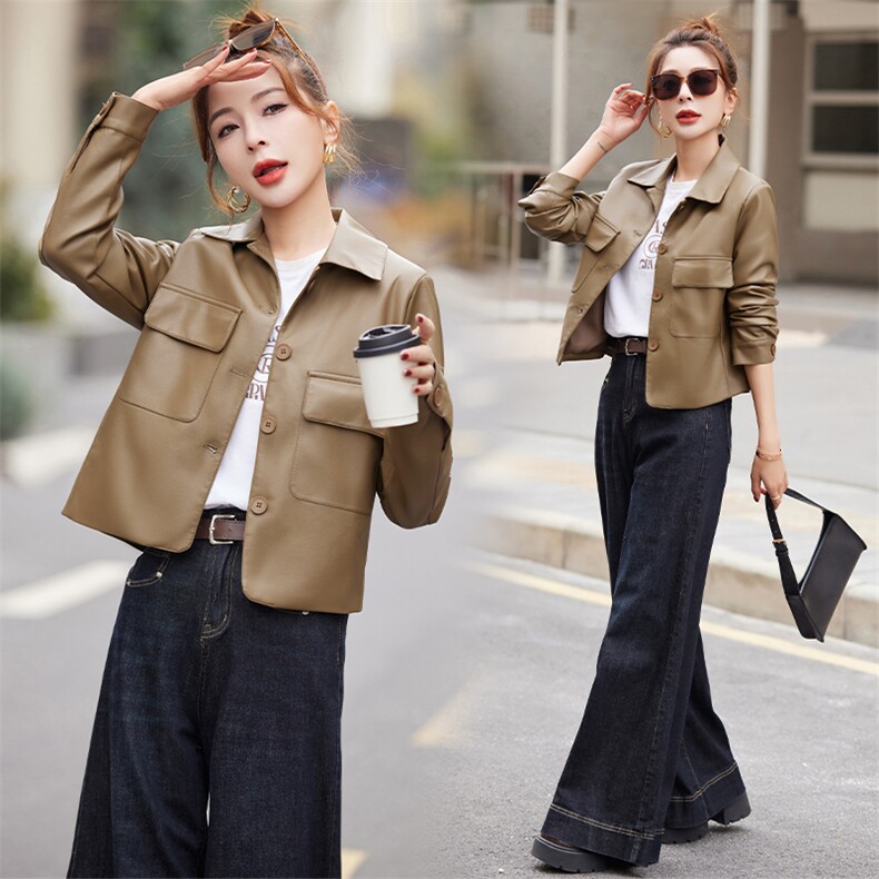 皮衣外套女秋秋短款2025年新款欧货气质PU皮夹克高级感小个子上衣，女装皮衣，美拉德工厂直营店