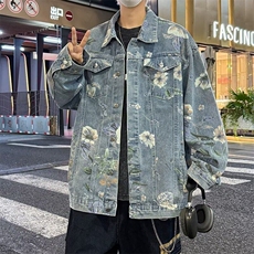 【有货】D2178-P75春秋冬美式复古花卉牛仔夹克男女中性外套潮，男装夹克，星座603-2