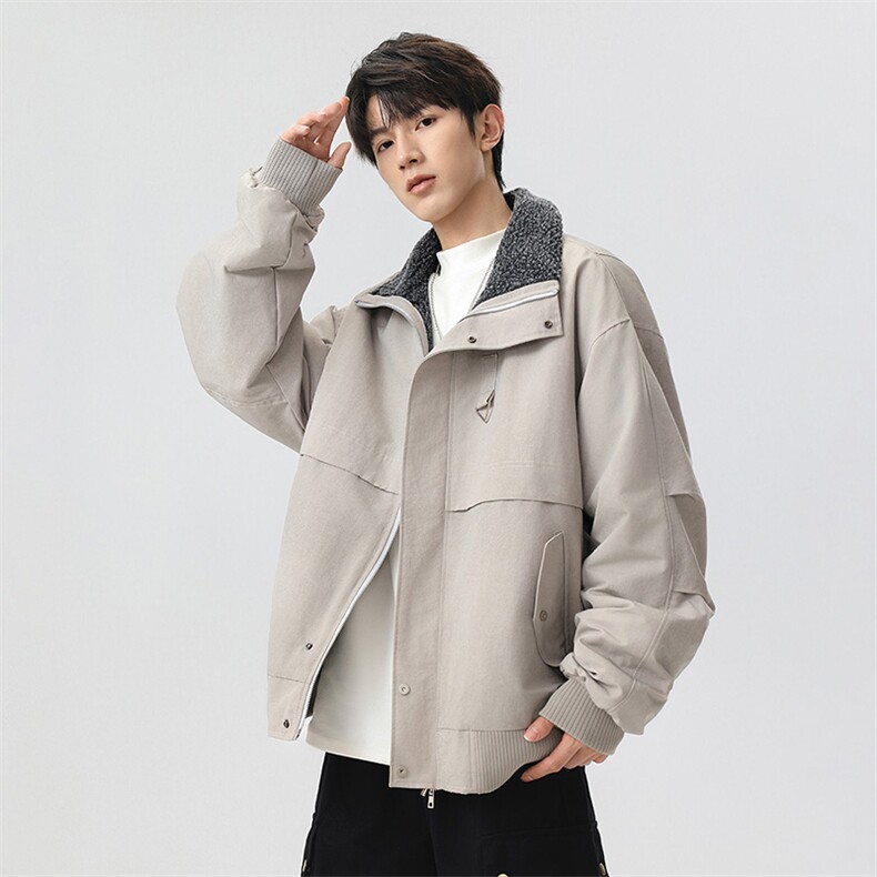 加绒外套男款2025冬季新款加厚保暖工装防风夹克立领JR2151-P110,男装夹克,星座210-1
