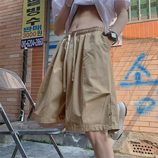 休闲黑色运动五分裤子男女夏季ins潮牌宽松百搭抽绳篮球阔腿短裤，男装牛仔裤，星座601-2