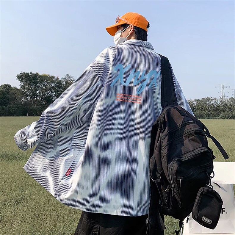 长袖衬衫男港风日系春季韩版潮流扎染衬衣CS079P34,男装衬衫,星座1116-2