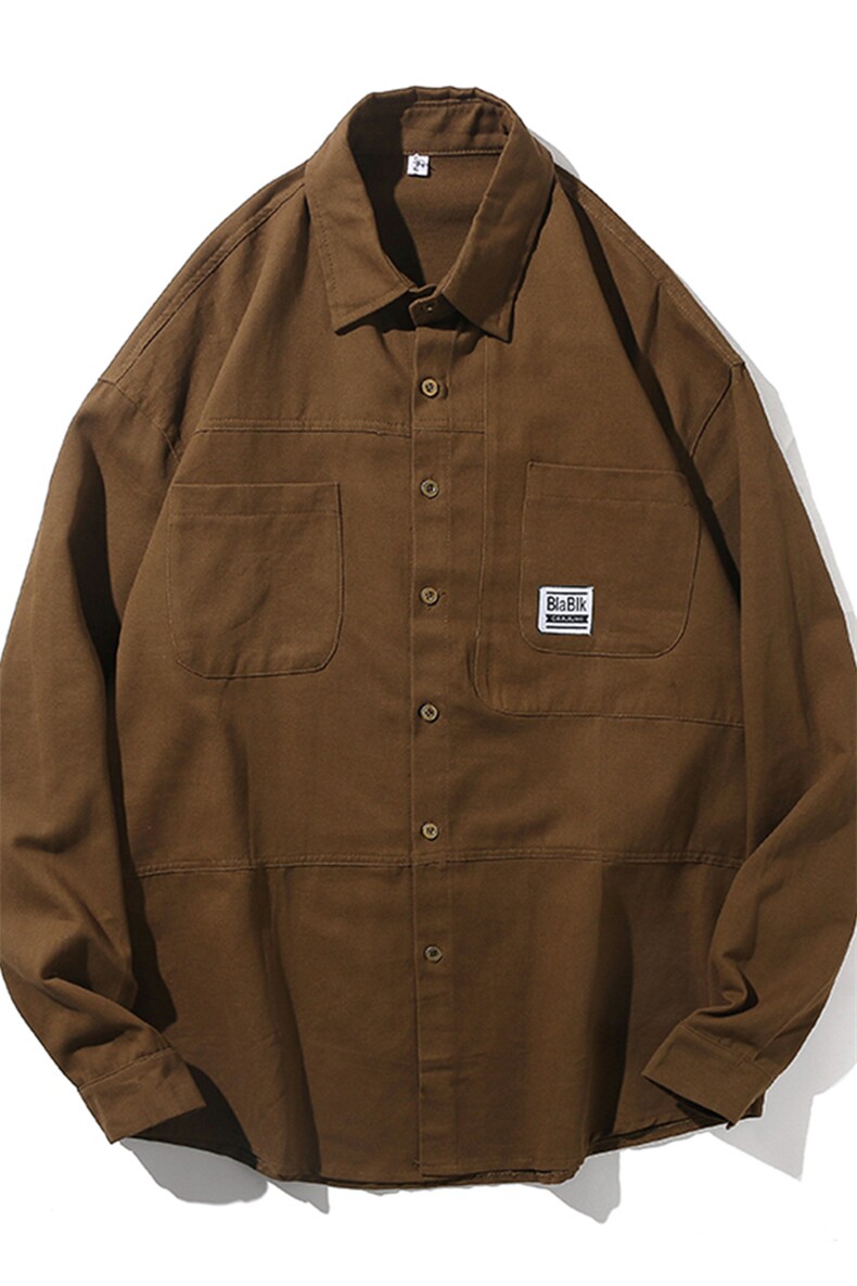 CS4005-P60秋季日系工装长袖衬衫纯棉男士大码宽松版外套M-5XL,男装衬衫,电商B280-1（原A049）