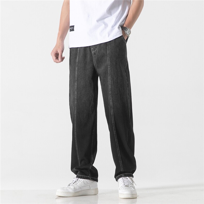 大码港风渐变牛仔裤日系复古宽松休闲束脚个性中性工装K806/P65，男装牛仔裤，钱塘713