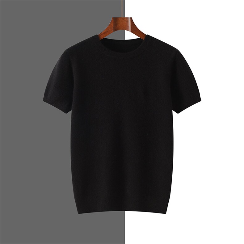 时尚男士秋季新款圆领针织短袖套衫简约百搭舒适保暖，男装羊绒套衫，隆格羊绒