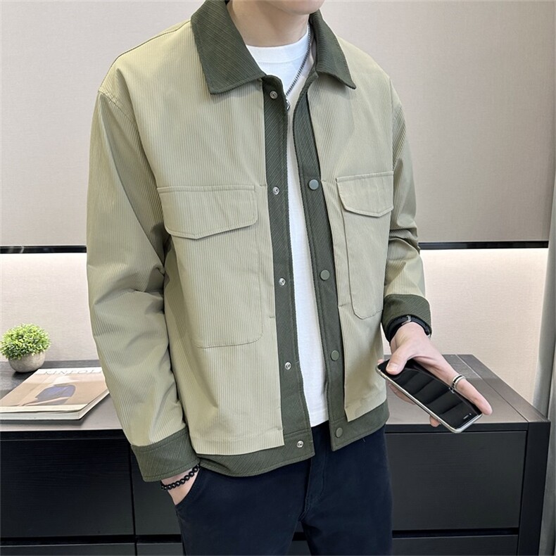 2024店主风秋季新款条纹翻领夹克男士休闲长袖外套JK155-P110,男装夹克,电商A413