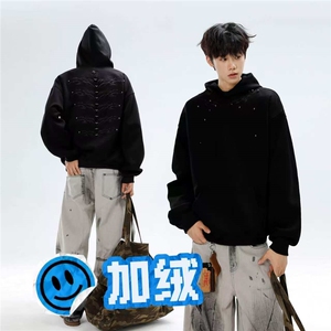美式Cleanfit复古加绒加厚刺绣连帽卫衣上衣WY0745-P50加绒P56图片