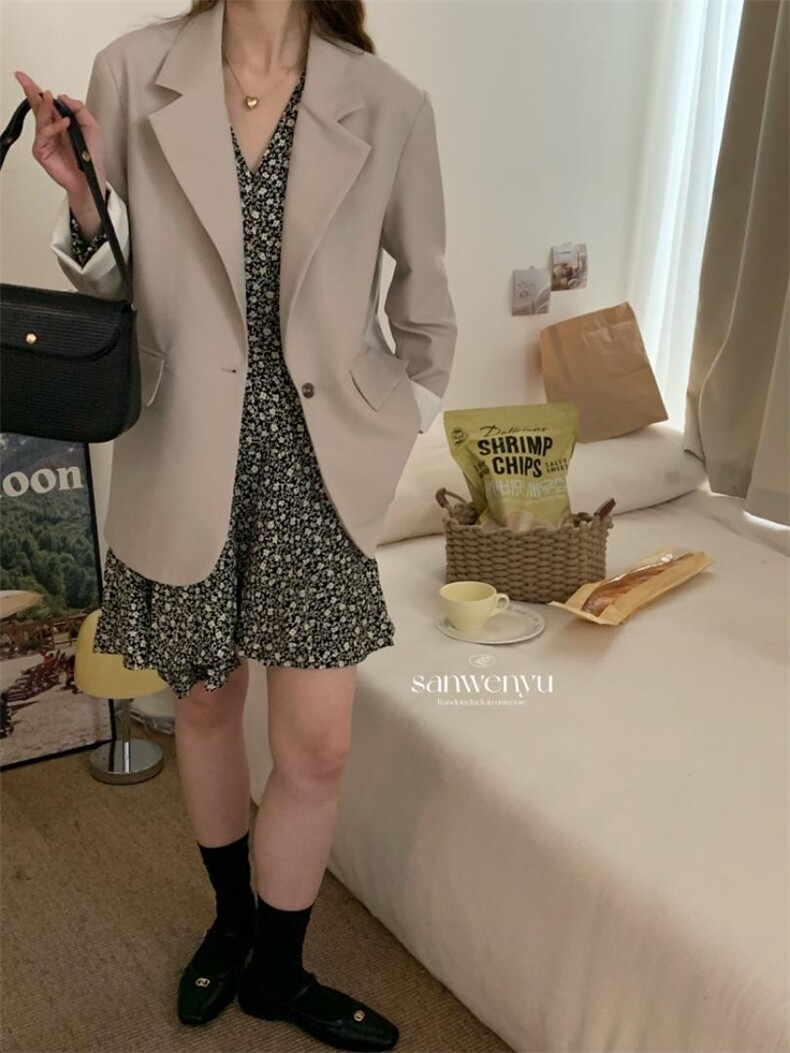 春款西装外套，女装西装，三文鱼