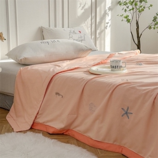 新款A类小竺棉绣花大豆夏被--贝壳，被套/被芯，一起卖家纺