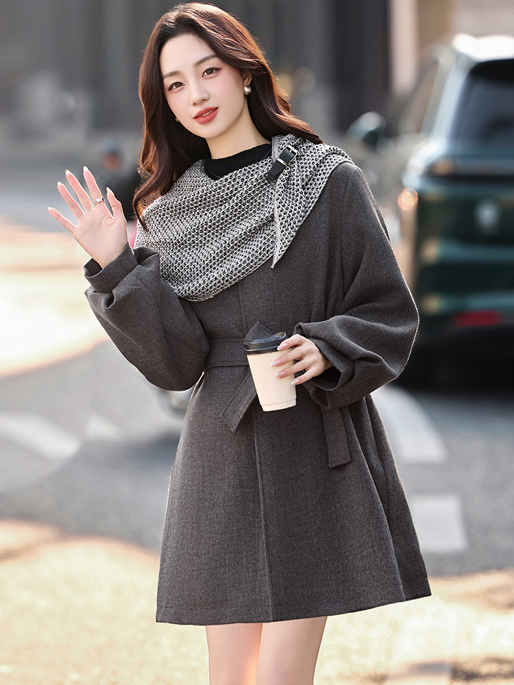 （现货）欣贝拉2025年冬季休闲淑女气质风格毛呢大衣夹棉加厚款,女装毛呢外套,欣贝拉