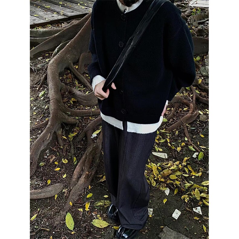 美式复古小个子纯色针织衫外套男女秋冬宽松开衫毛衣潮M5323，男装针织衫/毛衣，星座1116A（原606A-3）